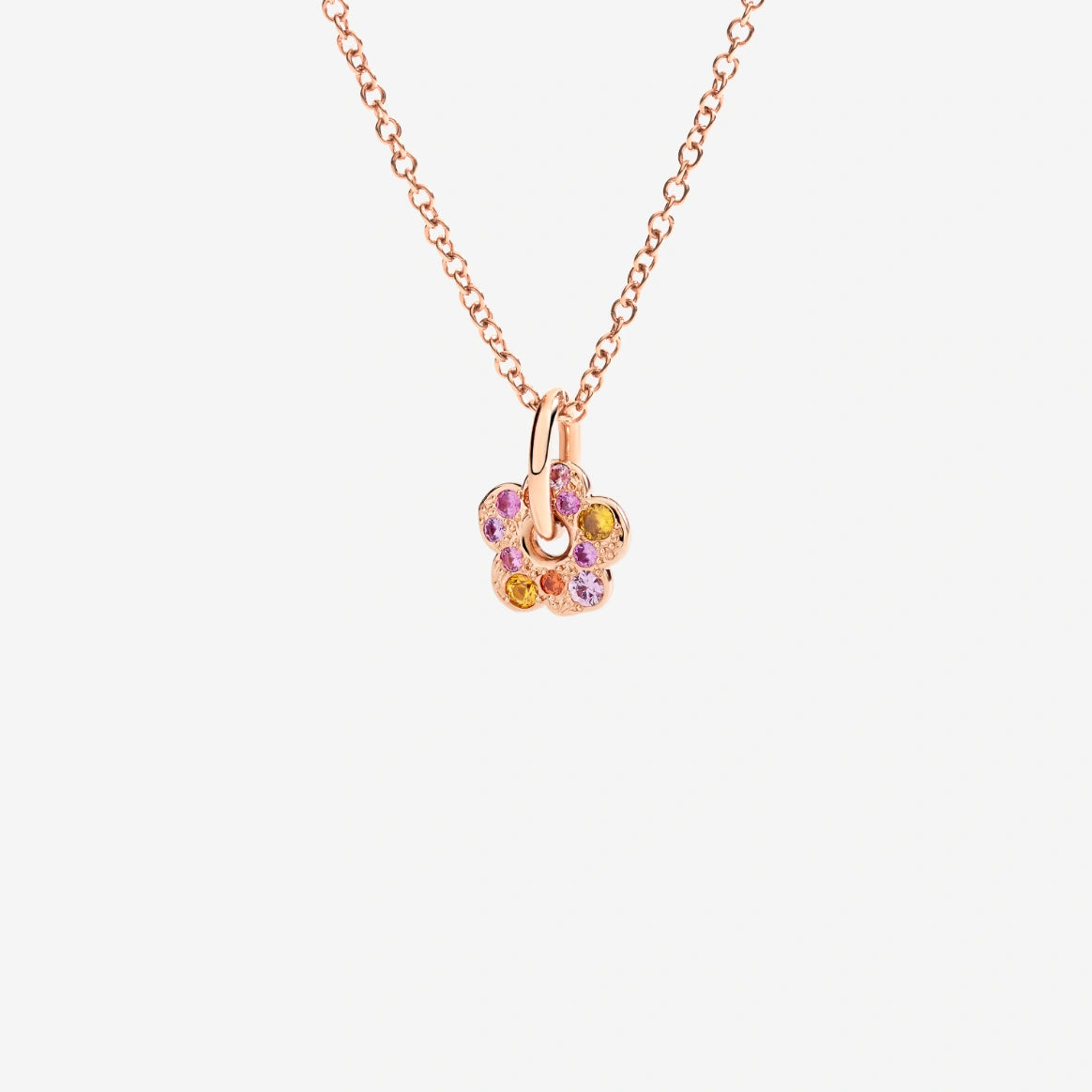 Dodo Ciondolo Fiore Oro Rosa 9kt e Zaffiri