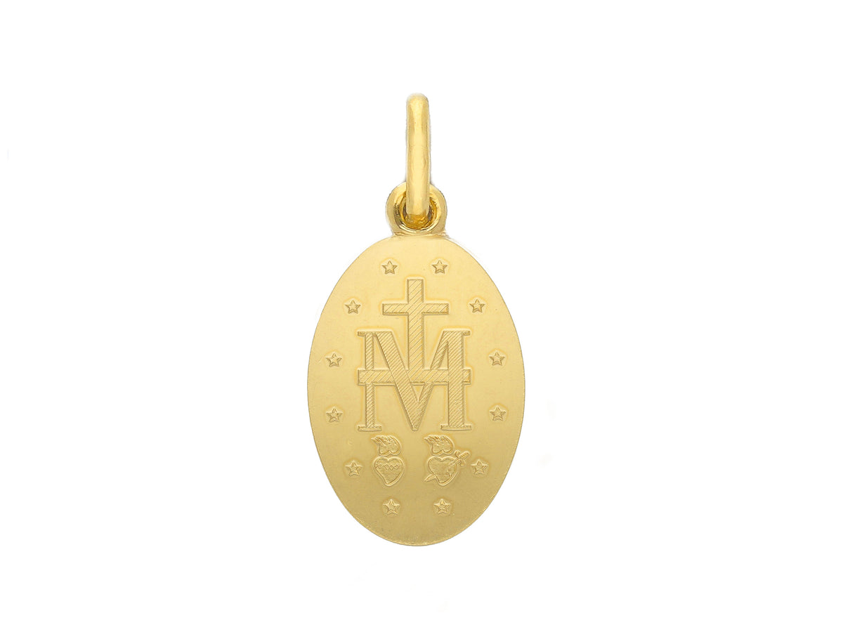 Medaglia Madonna Miracolosa in Oro Giallo 18kt 12x16 mm