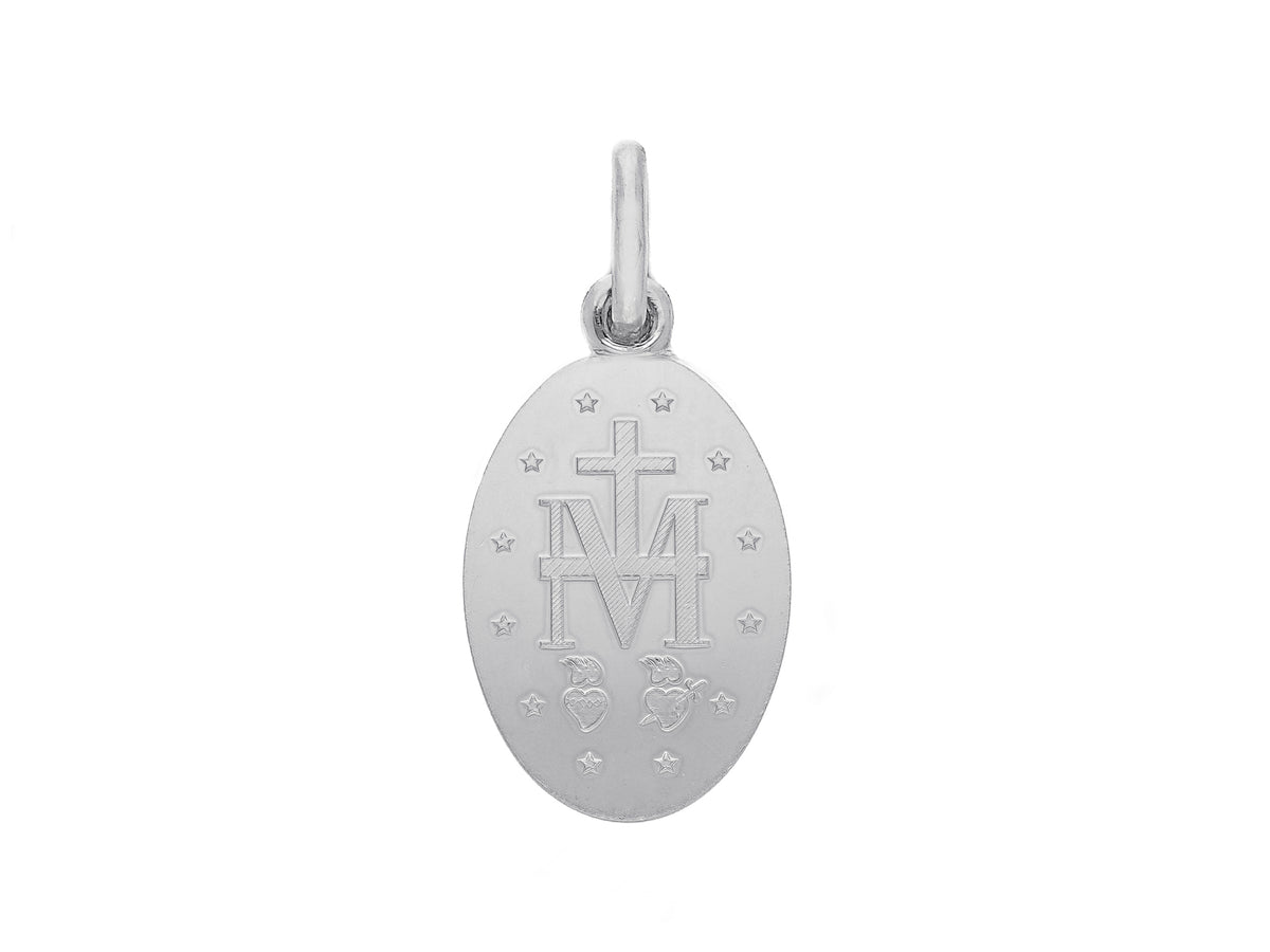 Miraculous Madonna Medal in 18kt White Gold 12x16 mm