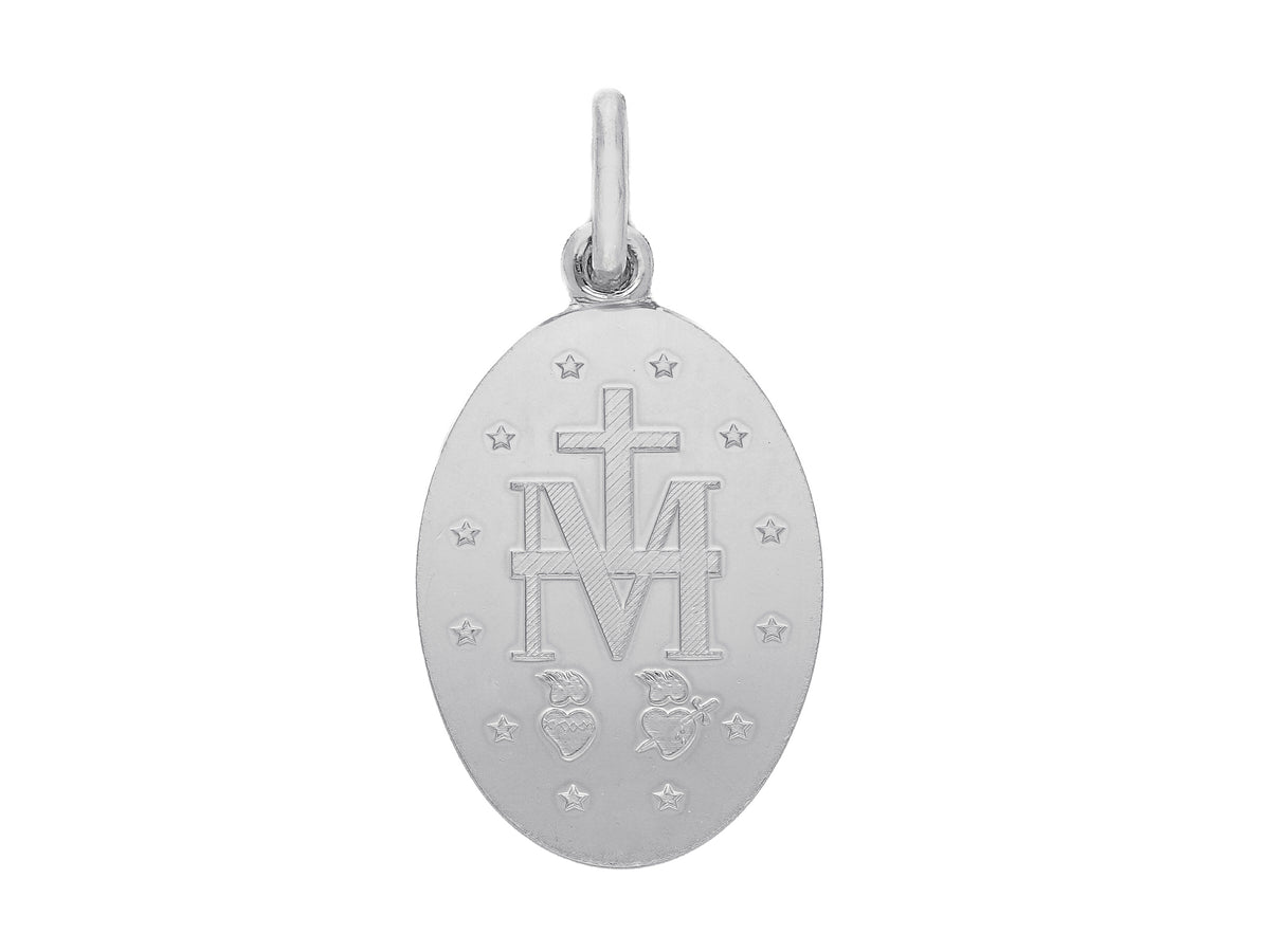 Madonna Miraculous Medal in 18kt White Gold 14x19 mm