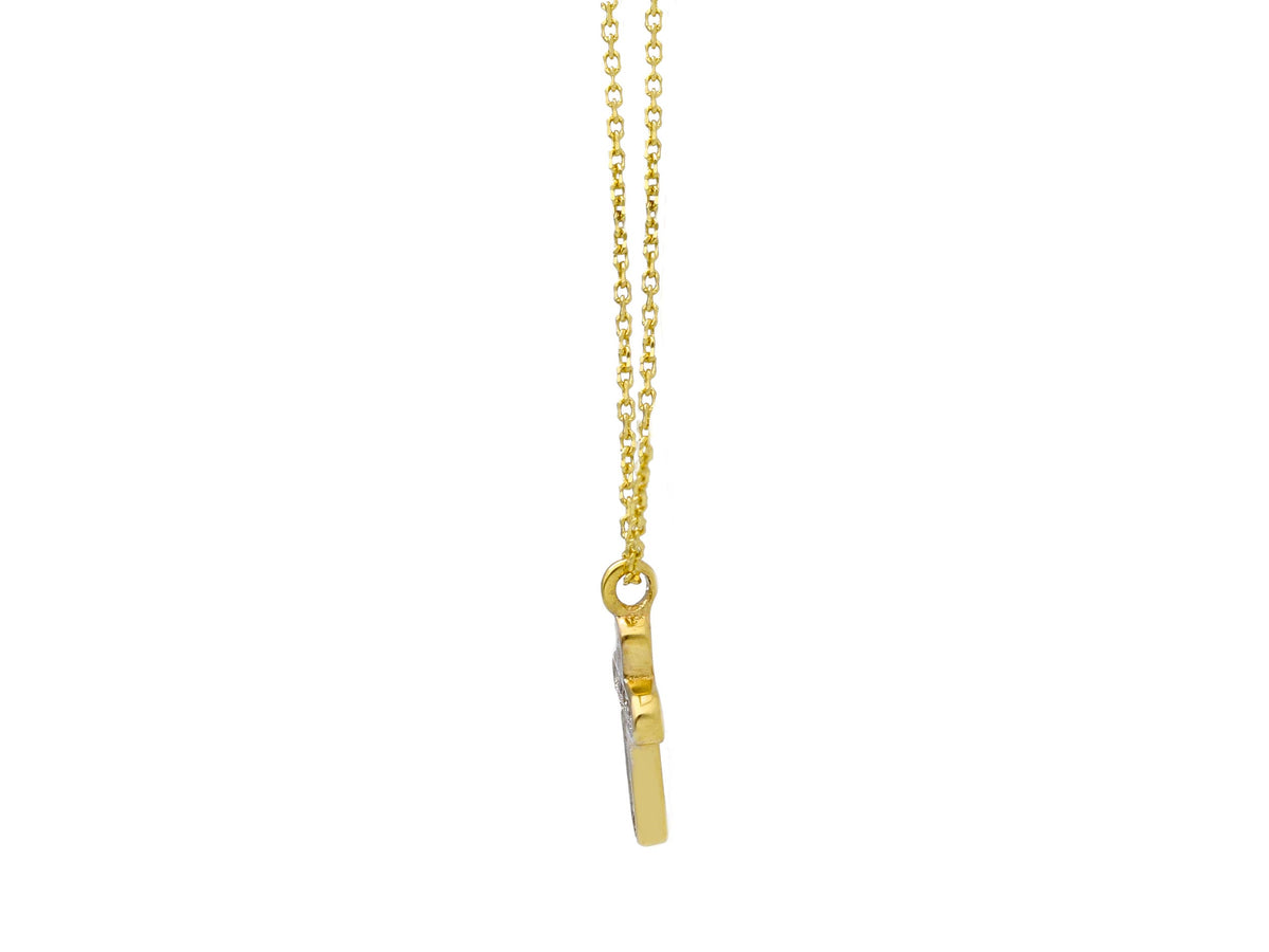 Maiocchi Milano Cross Necklace in Yellow Gold and Diamonds
