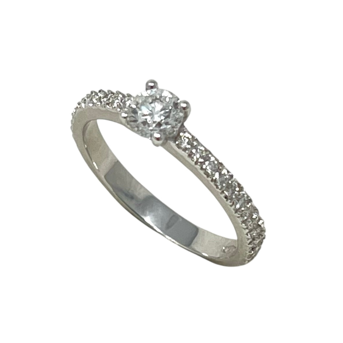 Maiocchi Milano Anello Solitario Oro Bianco e Diamante ct 0,40 E VS2+ 0,21