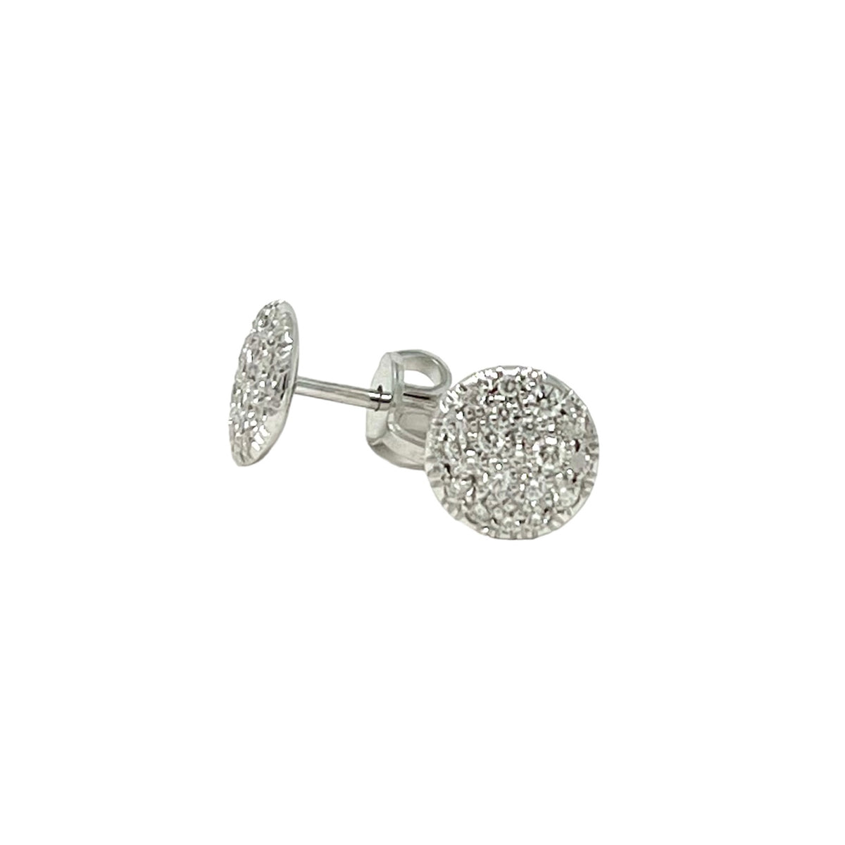 Round Antelope Earrings in White Gold and 0.30 ct Diamonds