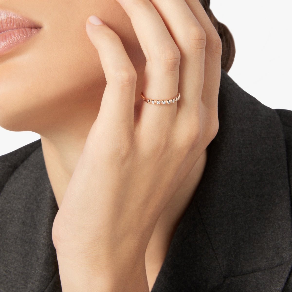 Dodo Precious Bollicine Ring in Rose Gold with White Diamonds