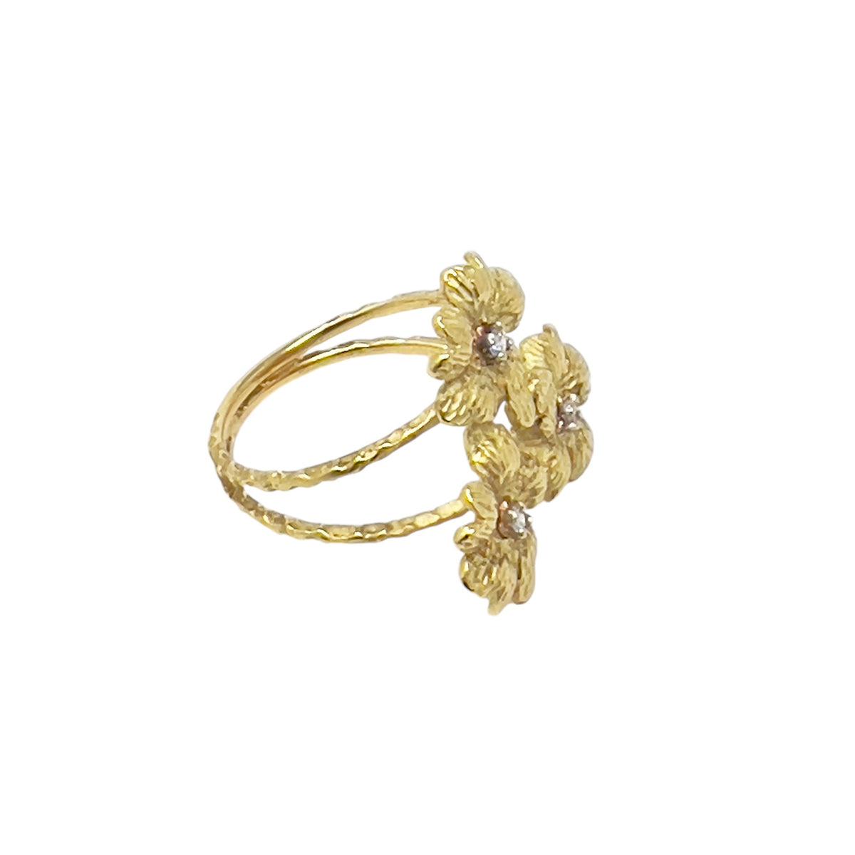 Quaglia Ring Flowers Yellow Gold and Diamonds E434