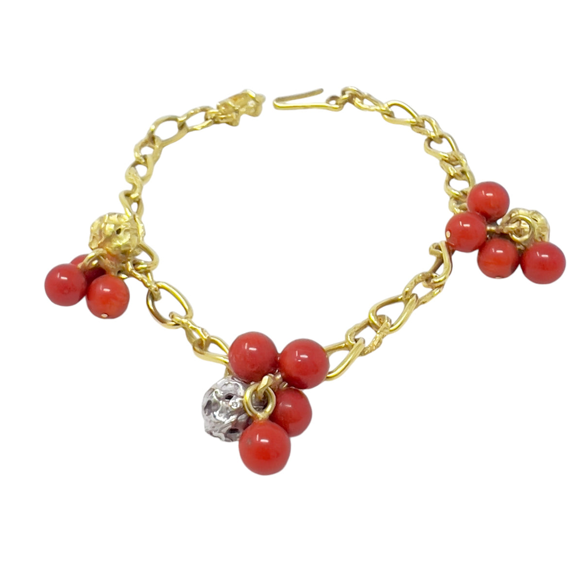Quaglia Bracciale Oro Giallo, Bianco e Corallo D479