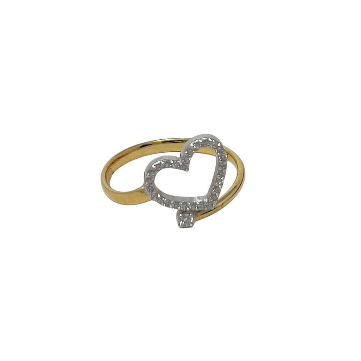 Quaglia Anello Cuore Oro Giallo Bianco e Diamanti H129_An