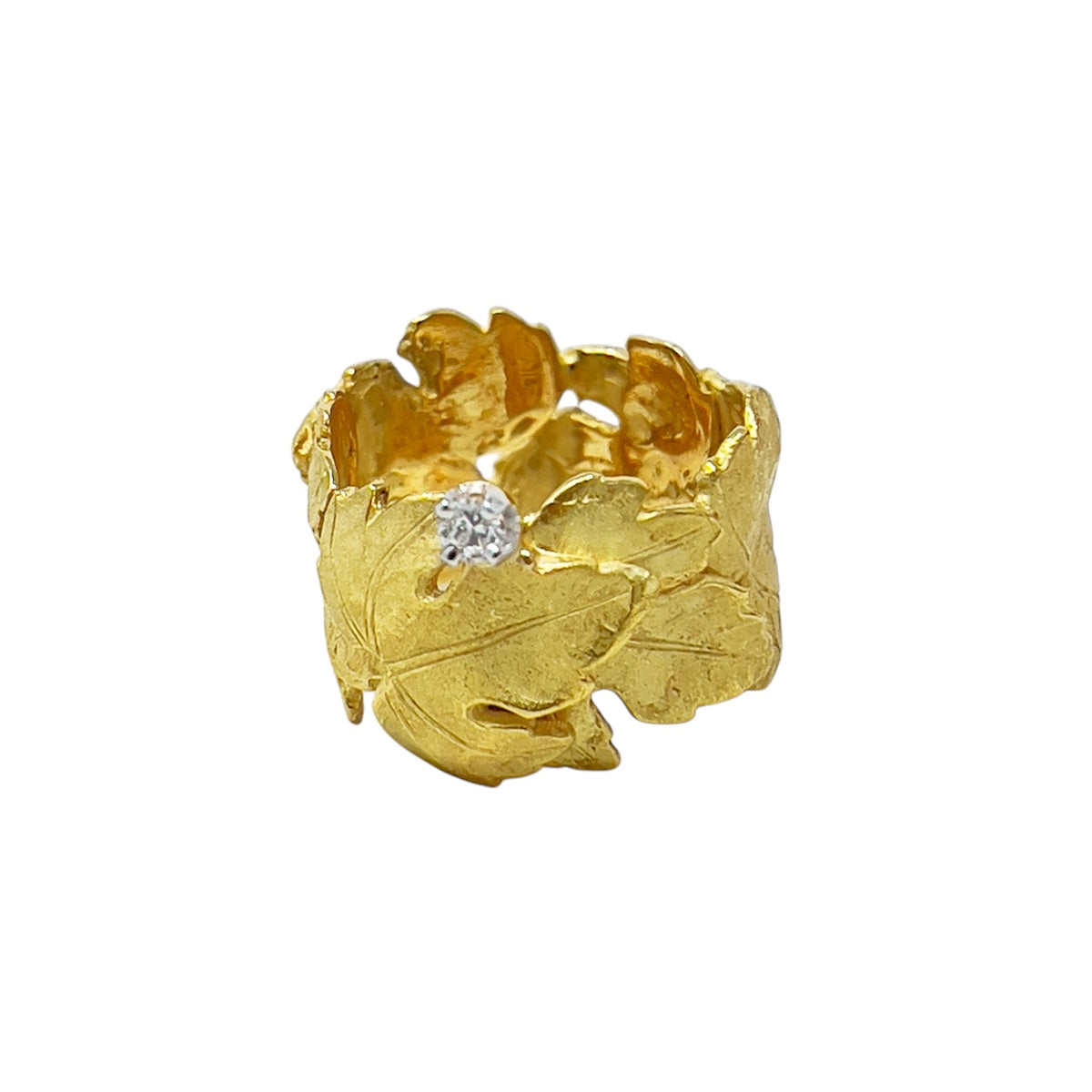 Quaglia Anello Foglie Oro Giallo e Diamante D737_An