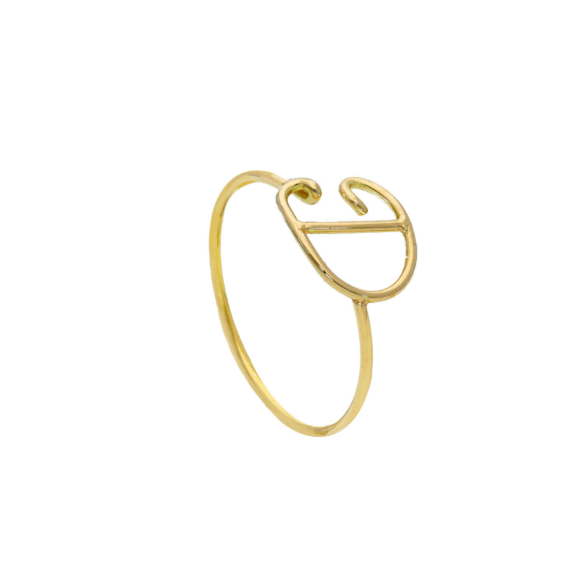 Maiocchi Gold Letter Ring in 18kt Yellow Gold