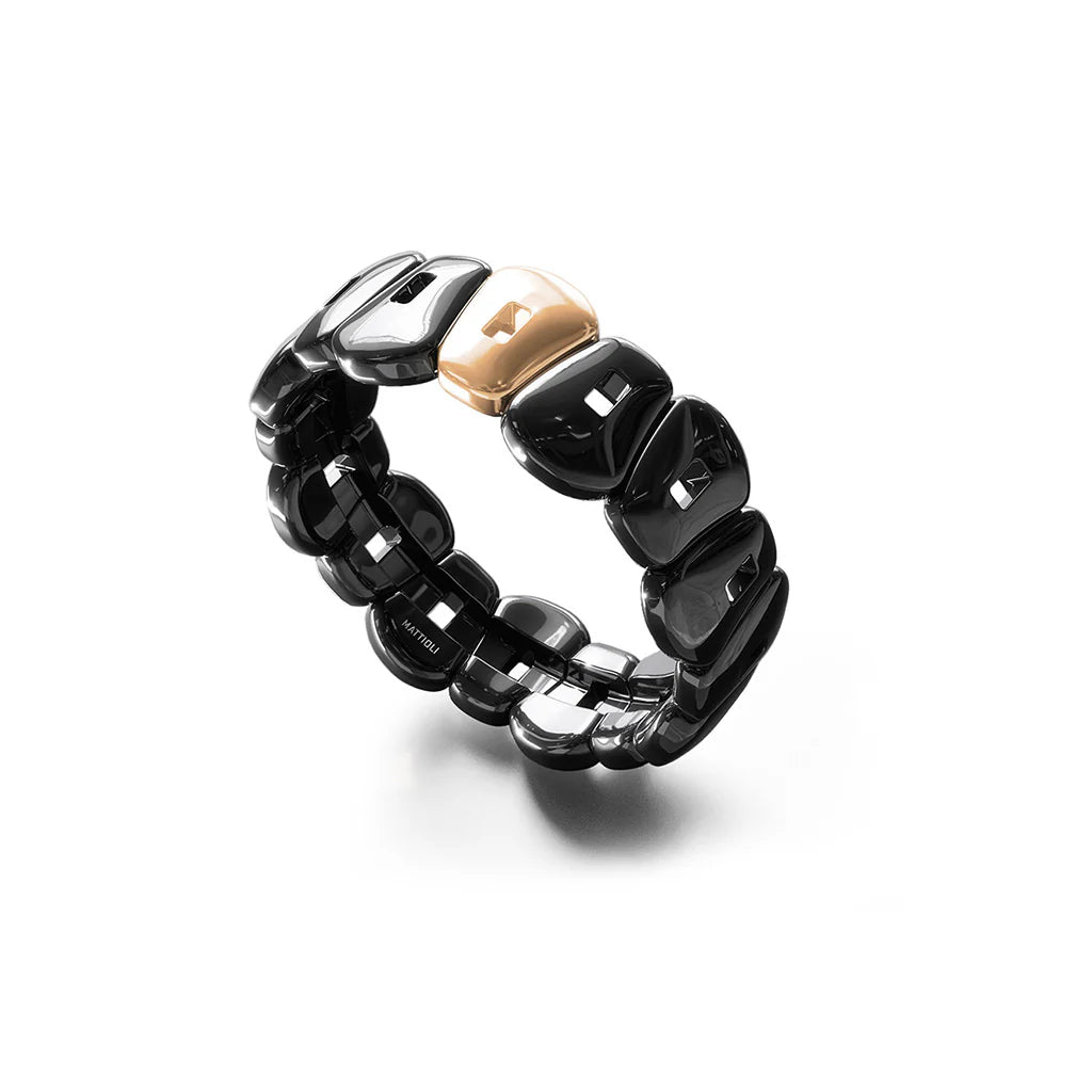 Mattioli Bracciale Puzzle Ceramica Nera - Oro Rosa