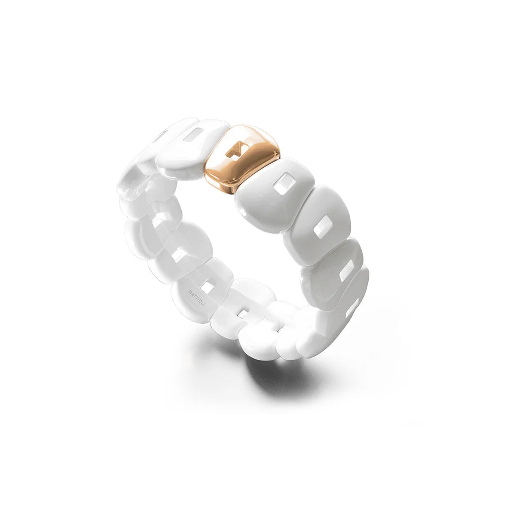 Mattioli Bracciale Puzzle Ceramica Bianca - Oro Rosa