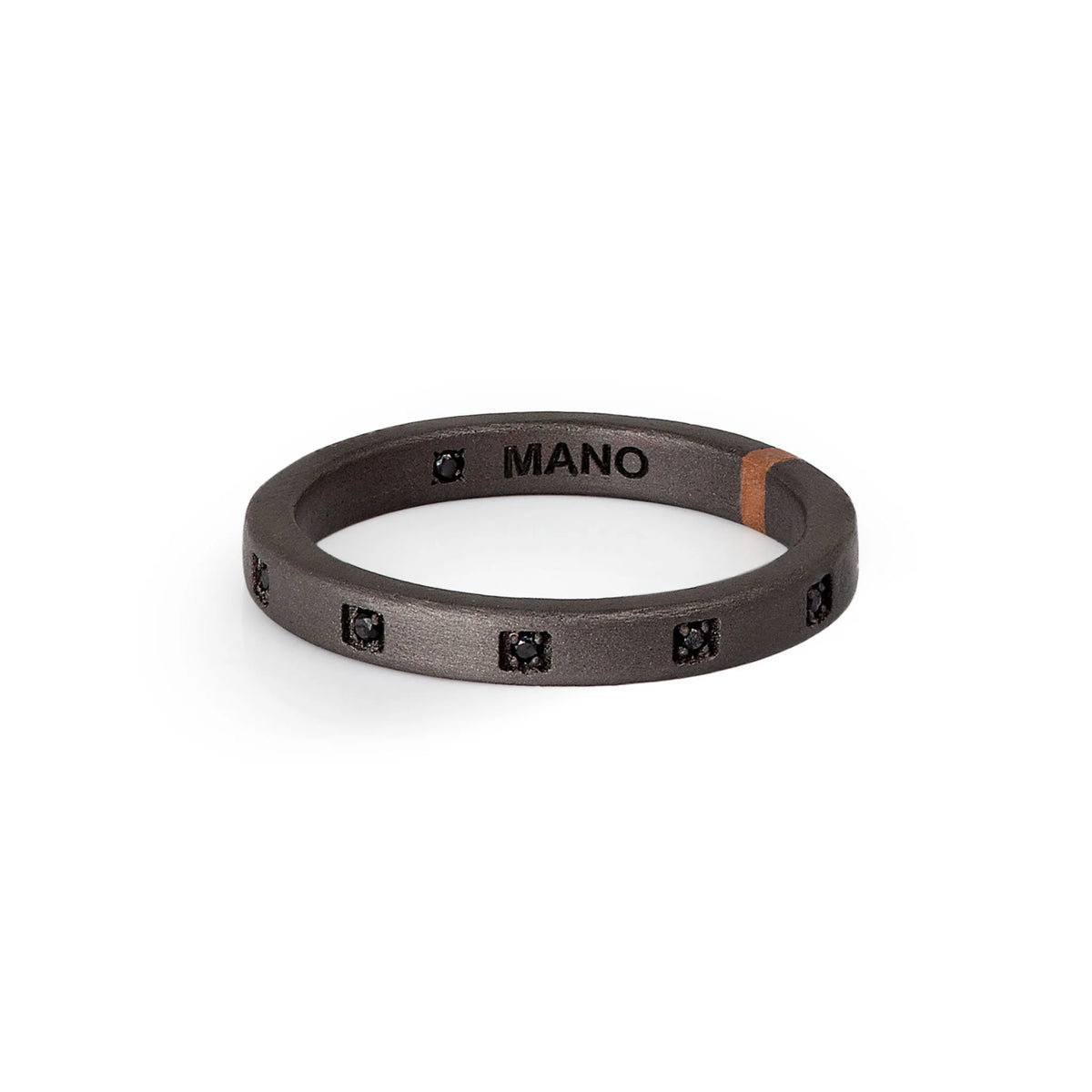 Mano Jewels Anello Titanio e 10 Diamanti Black