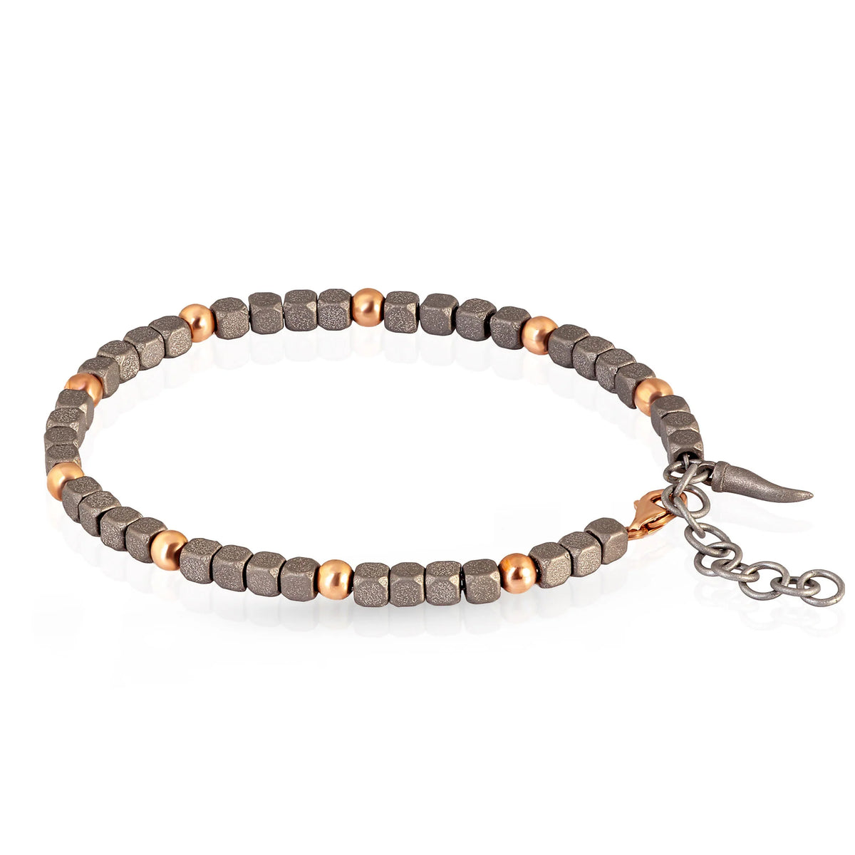 Mano Jewels Bracciale in Titanio e 9 Sfere in Oro Rosa 9kt