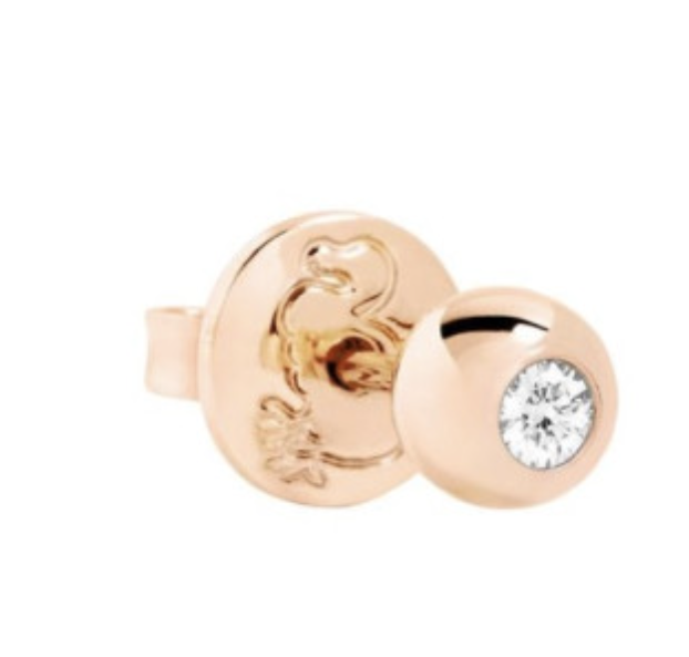 Dodo Orecchino Stud Piccolo Bollicine Oro Rosa 9kt e Diamante Bianco