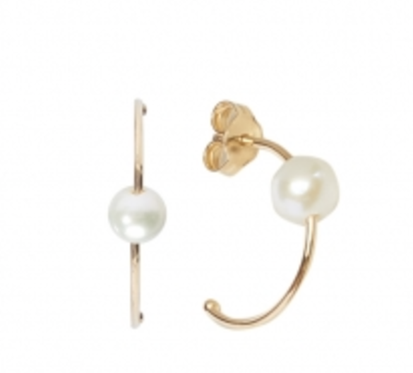 Mimi Orecchini cerchio in oro giallo 18k con perla freshwater
