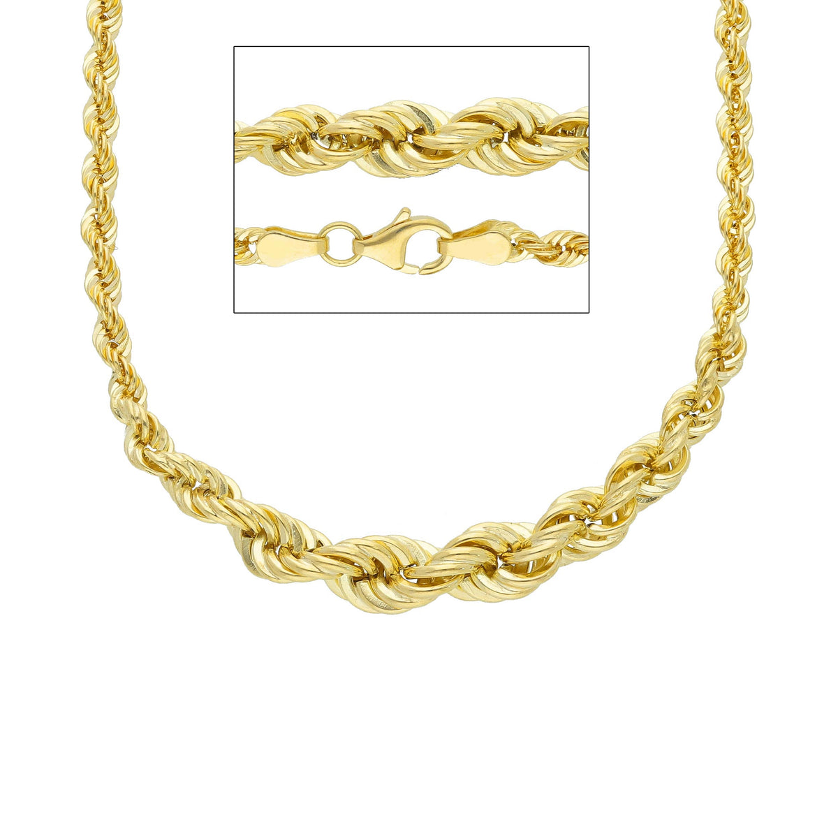 18kt Yellow Gold Scaled Rope Chain 45 cm
