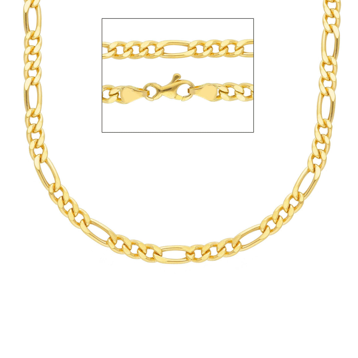 Chain 3 + 1 18kt Yellow Gold 50 cm Section 4.05 MM