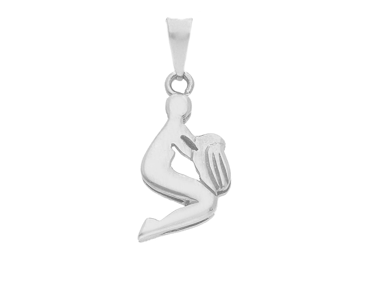 Zodiac Sign Silhouette Pendant in 18kt White Gold Aquarius