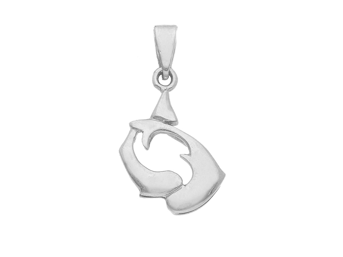 Zodiac Sign Pendant Silhouette in 18kt White Gold Pisces