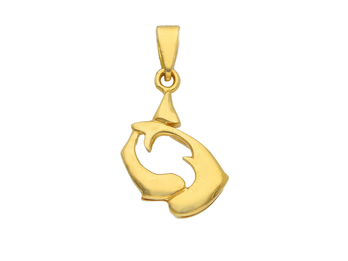 Zodiac Sign Pendant Silhouette in 18kt Yellow Gold Pisces