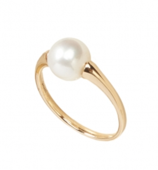 Mimi Anello solitario in oro giallo 18k con perla freshwater