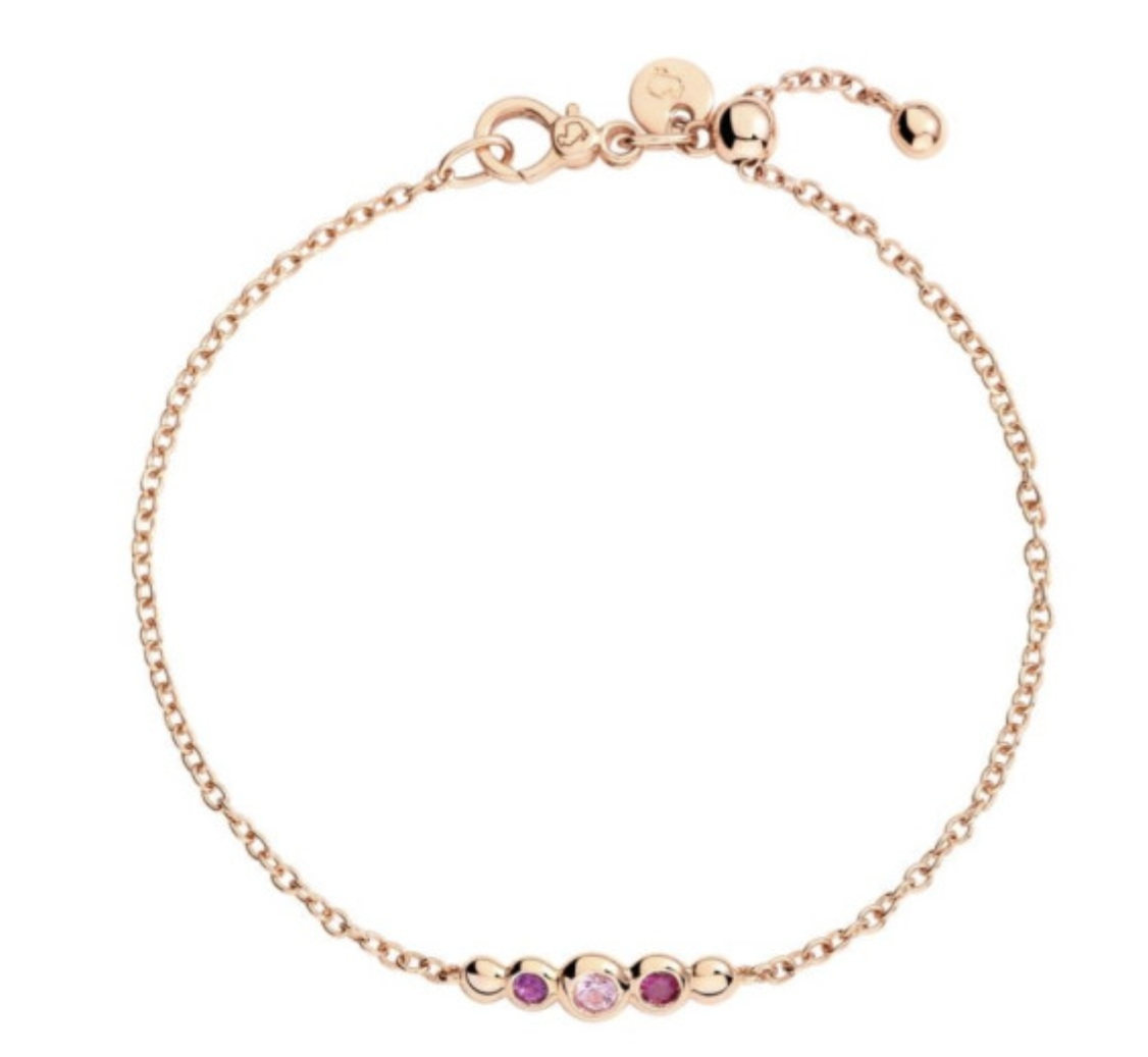 Dodo Bracciale Bollicine in Oro Rosa 9kt con Ametista, Zaffiro Rosa e Rubino