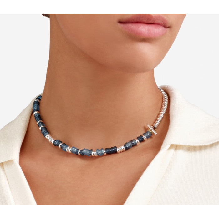 Dodo Bracciale Rondelle Blu in plastica riciclata & argento 925