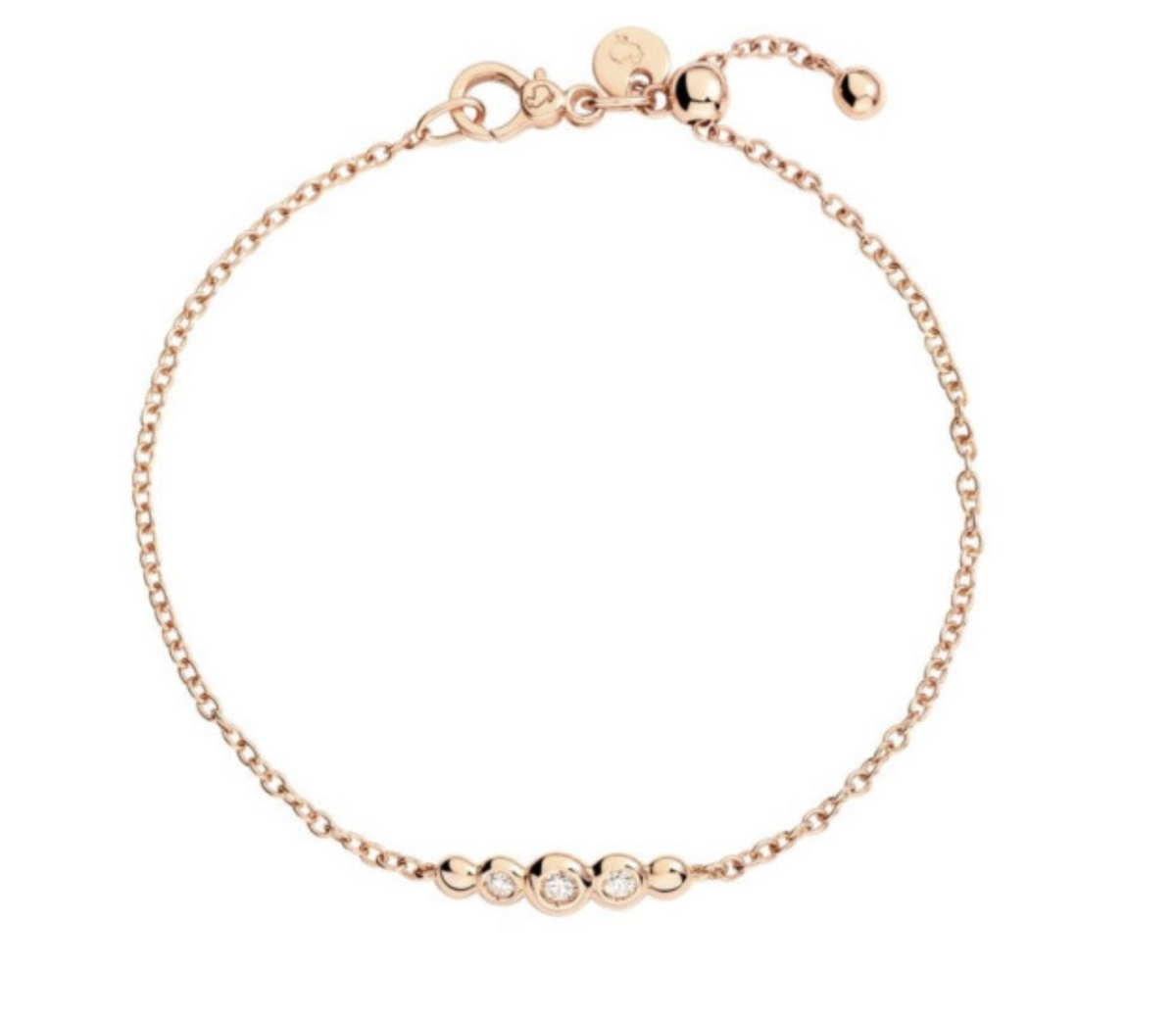 Dodo Bracciale Bollicine in Oro Rosa 9kt con Diamanti 3 Bianchi