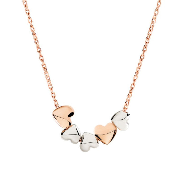 Dodo Collana Cuore in Oro Rosa con Componenti in Oro Rosa 9kt e Argento 925