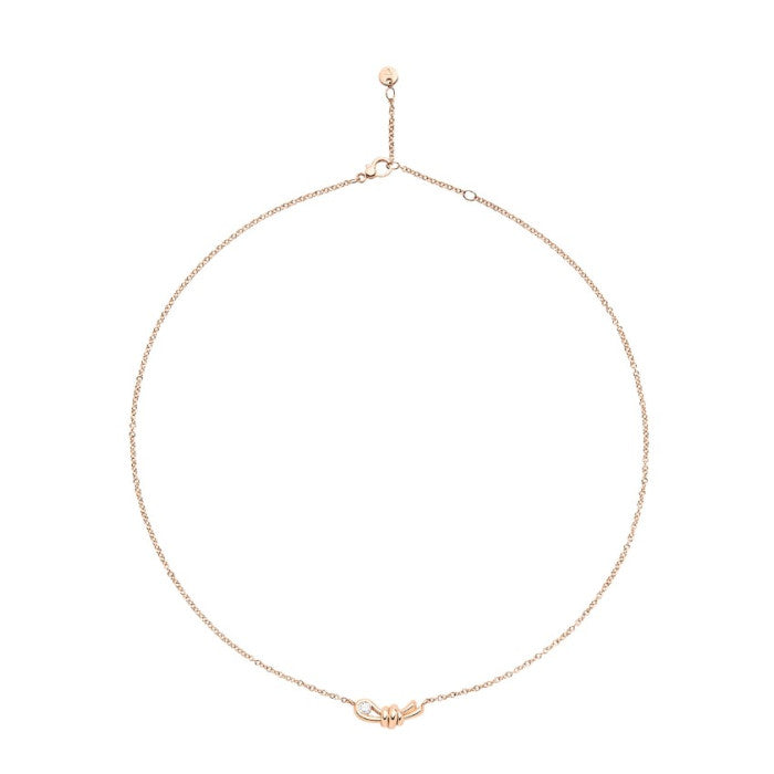 Dodo Rose Gold Knot Necklace with white diamond