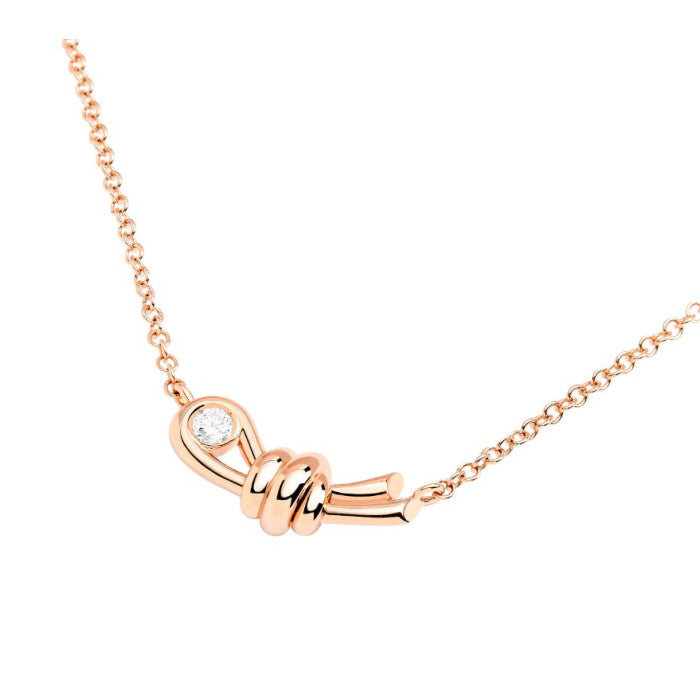 Dodo Rose Gold Knot Necklace with white diamond