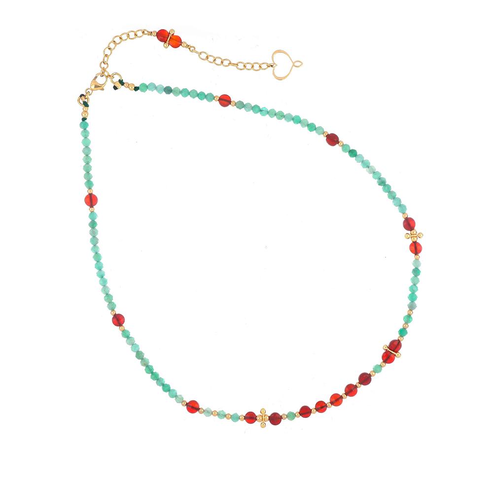 Maman et Sophie Mia Africa Necklace Emerald and Carnelian