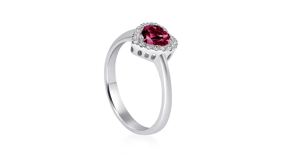 Freelight Ring in White Gold and Heart Cut Ruby