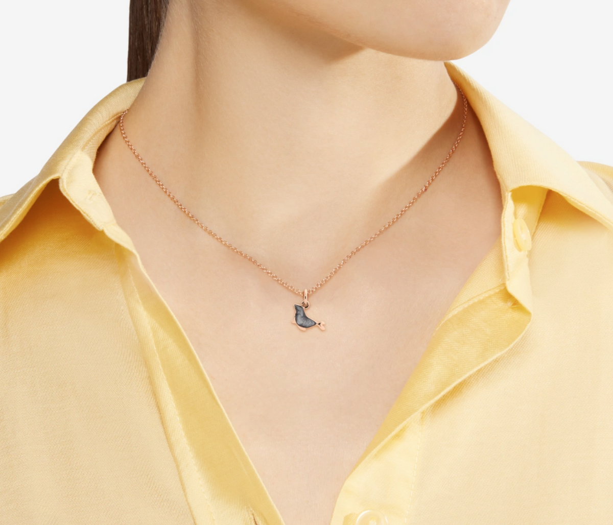 Dodo Seal Pendant in rose gold and gray enamel