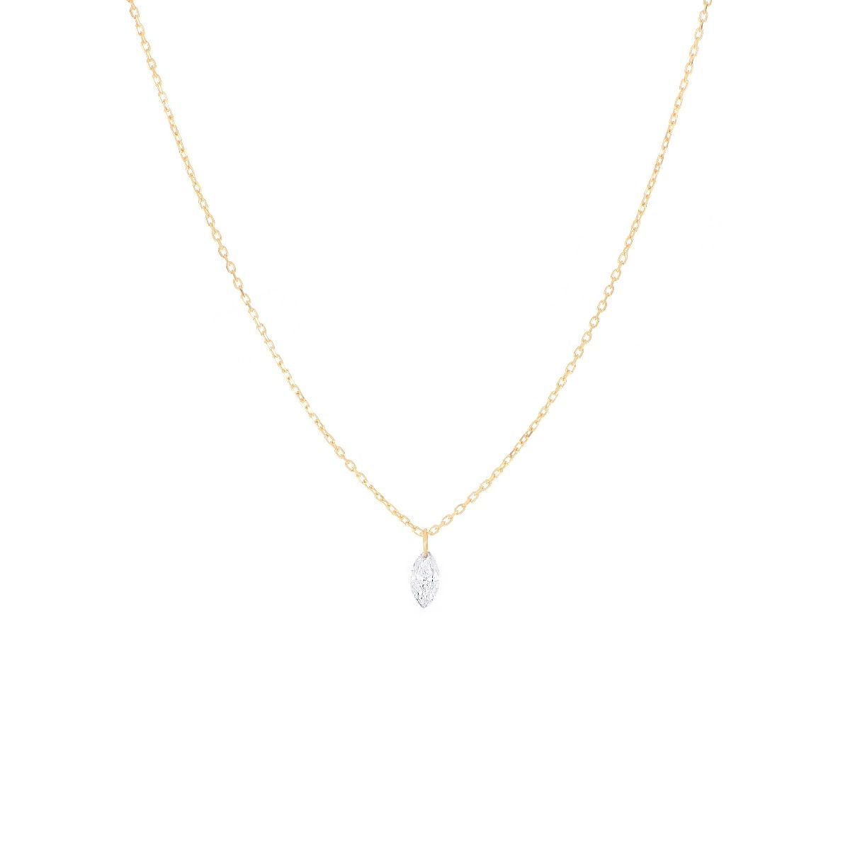 Maman et Sophie Girocollo Oro Giallo 18kt Diamante Nudo Marquize ct 0.10 GCNUDM10