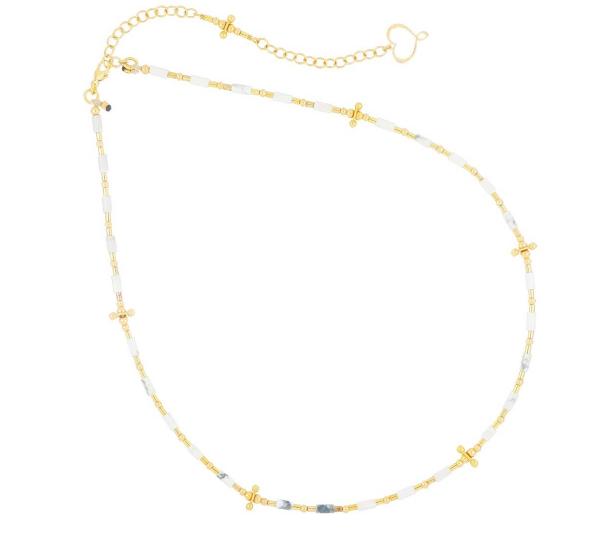 Maman et Sophie White Mia Africa Aulite Necklace with Elements