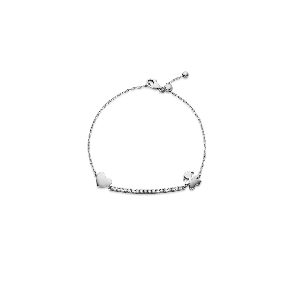 Le Bebè Bracciale Tennis I Tesorini Bimba e Cuore Oro Bianco e Diamanti LBB961
