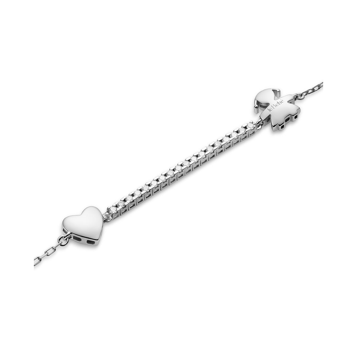 Le Bebè Bracciale Tennis I Tesorini Bimba e Cuore Oro Bianco e Diamanti LBB961