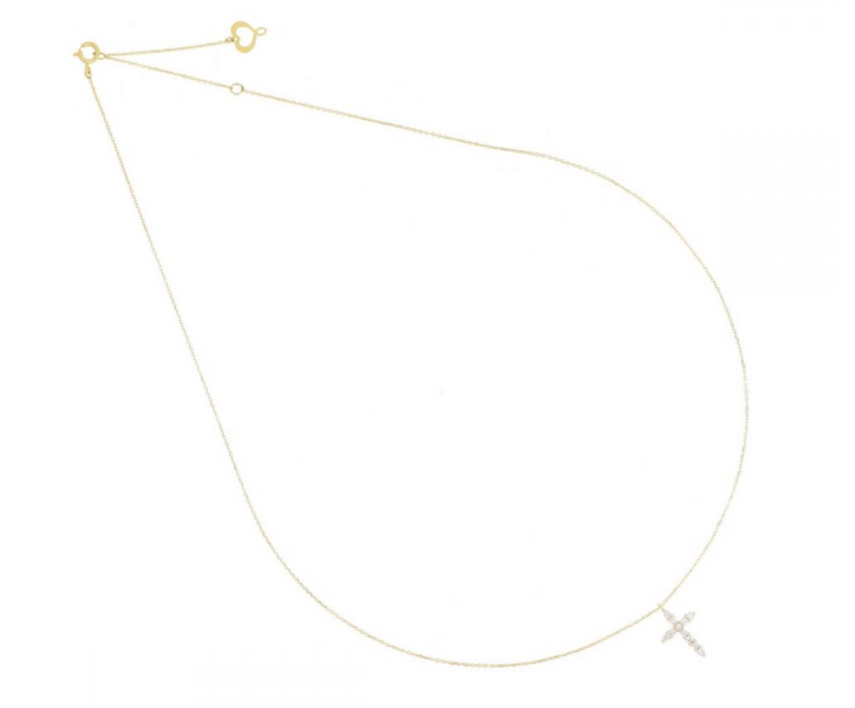 Maman et Sophie Girocollo Brillando Oro Giallo 18kt Croce Diamanti Bianchi GCBRLCRGB