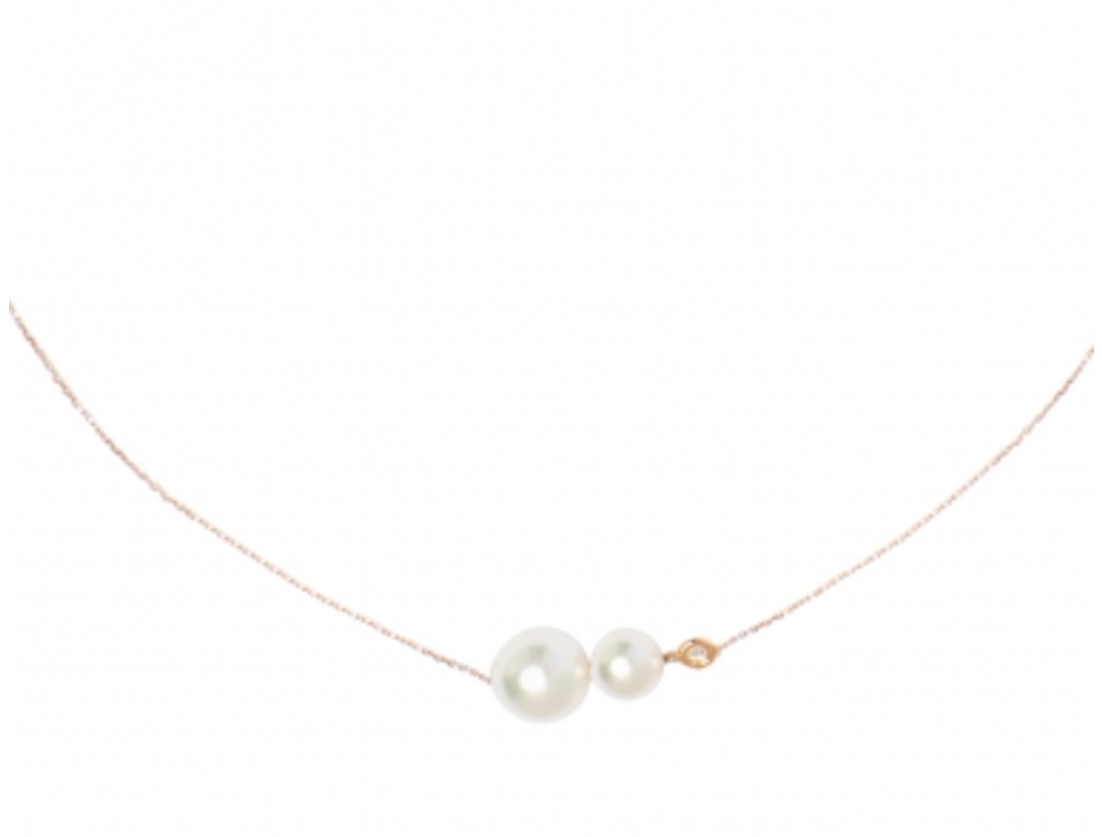 Mimi Collana Choker in oro rosa 18k con perle Akoya e diamante