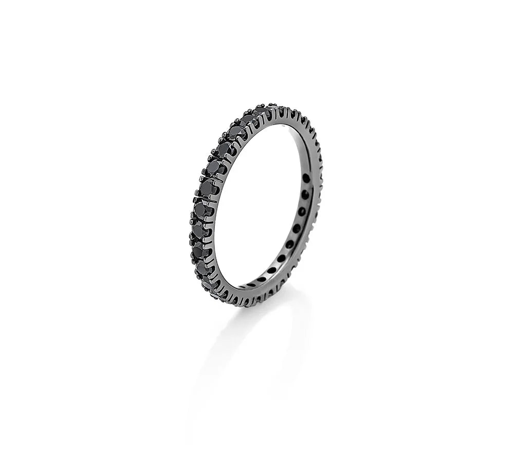 Poetry Eternity Ring Saturn Black Gold and Black Diamonds 0.38 ct