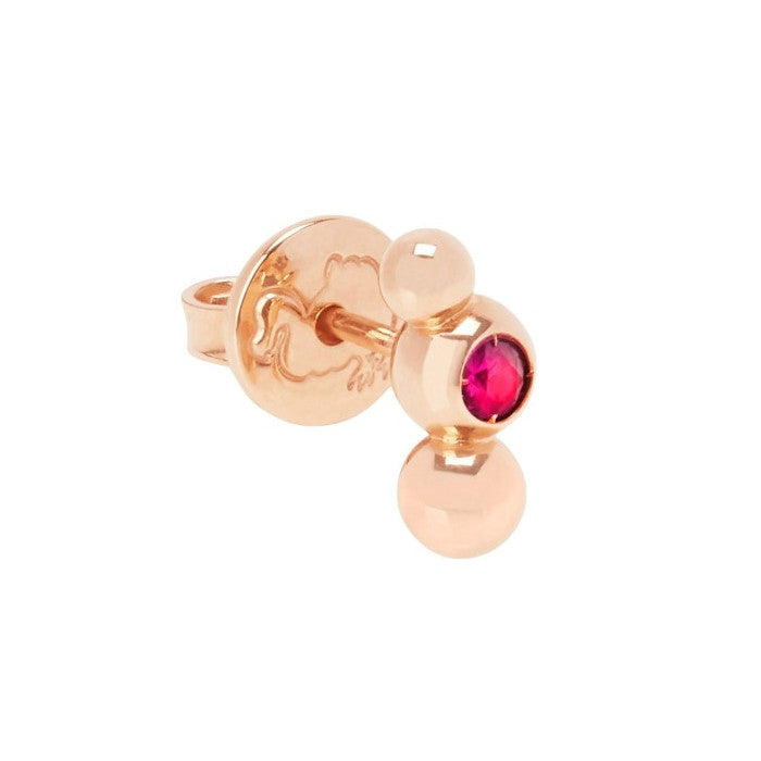 Dodo Single Bubble Earring in Rose Gold and Ruby