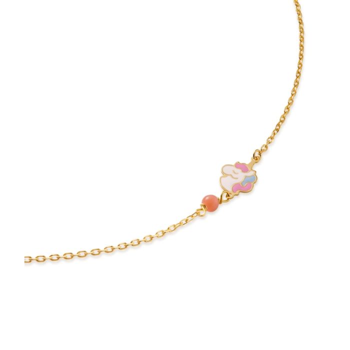 LeBebè TOYS Bracciale Oro Giallo Unicorno e Corallino PMG176