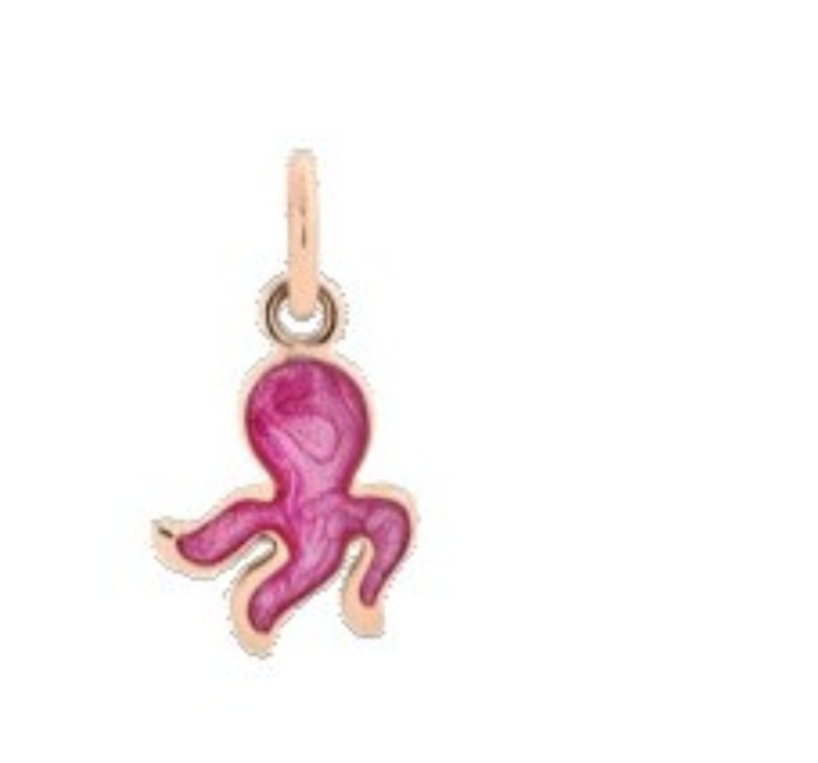 Dodo Octopus Pendant in Rose Gold and Fuchsia Enamel