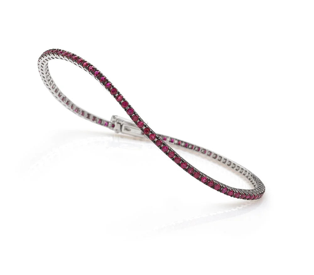 Poetry Tennis Bracelet Saturn Gold and Rubies 0.83 ct