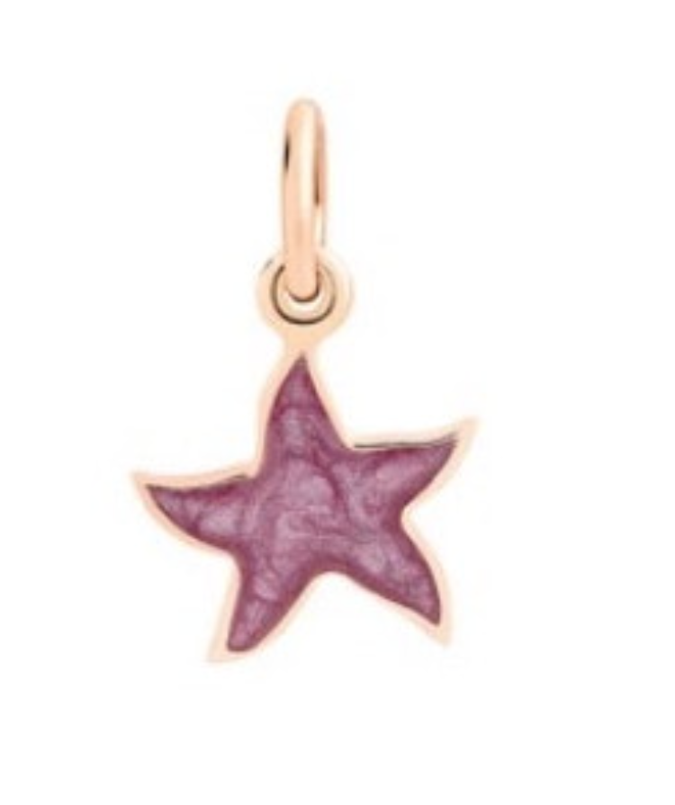 Dodo Star Pendant in rose gold and purple enamel