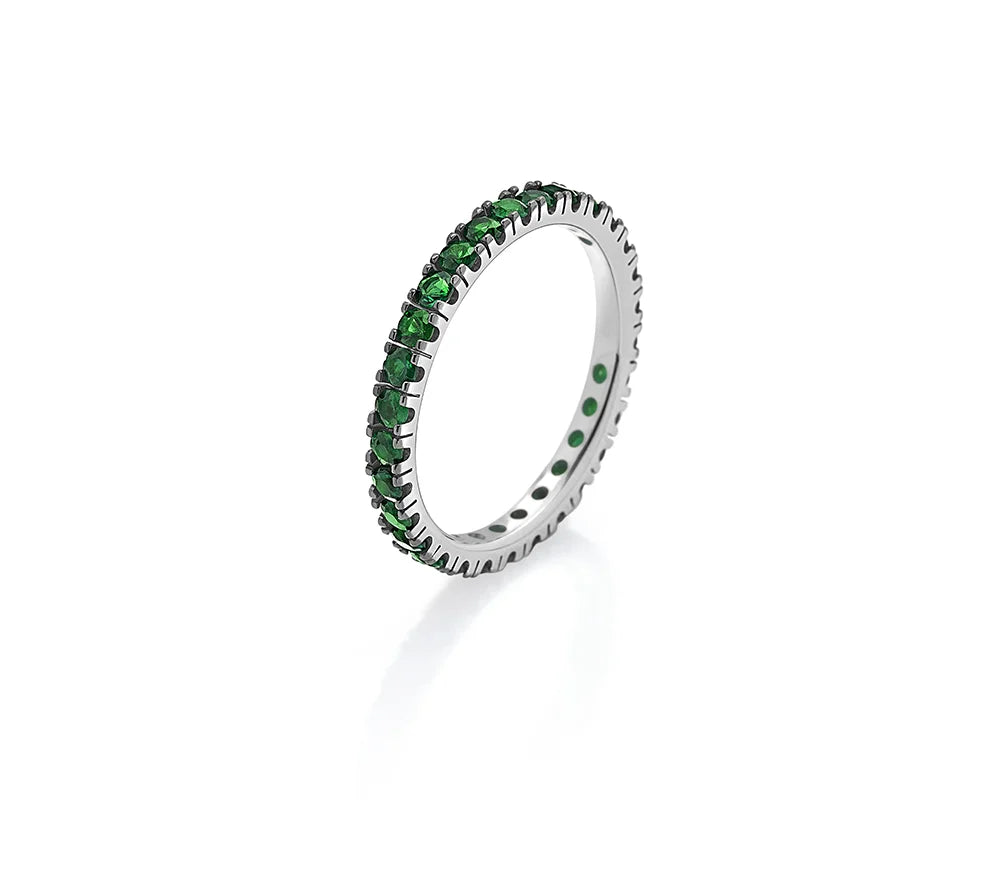 Poesia Fedina Eternity Saturno Oro e Tzavorite Verde 0,70