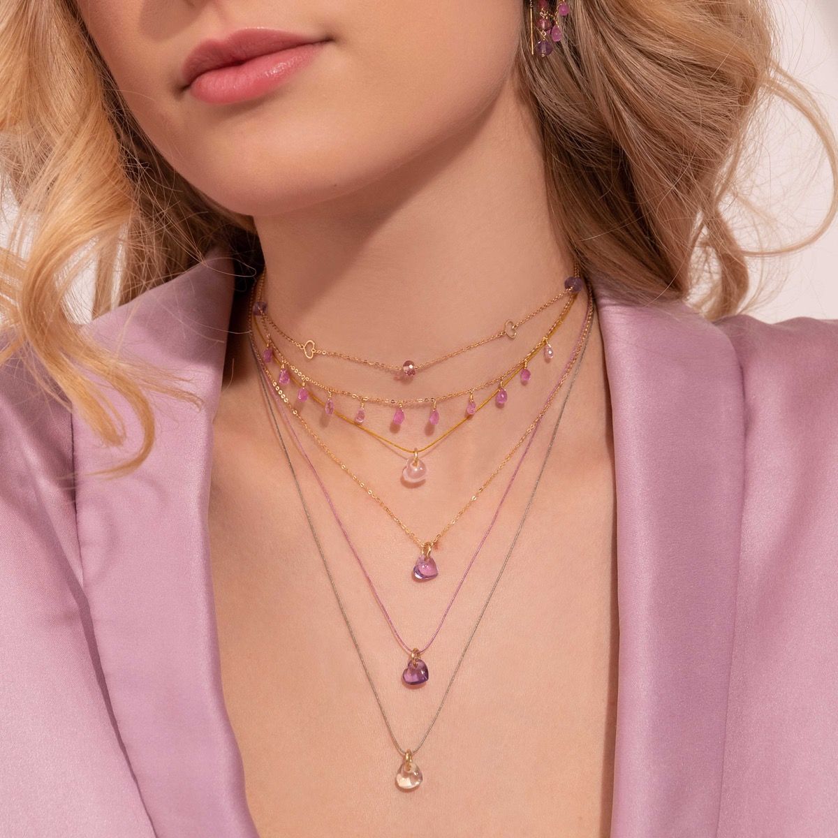 Maman et Sophie Girocollo Oro Giallo 18kt Zaffiri Rosa GCDRP11ZR