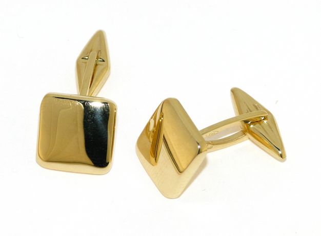 Square Cufflinks Lined in 18kt Yellow Gold