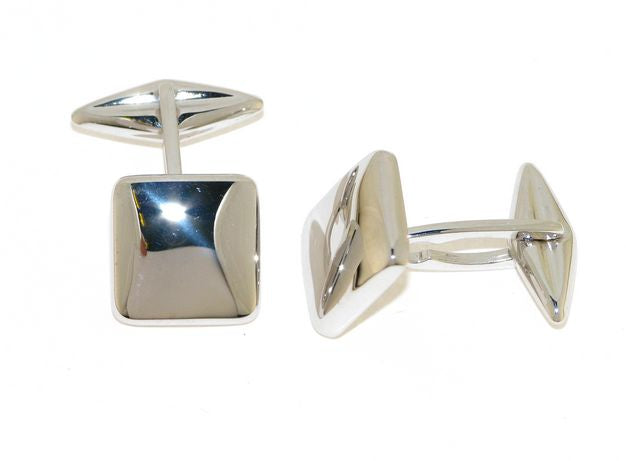 Square Cufflinks Lined in 18kt White Gold